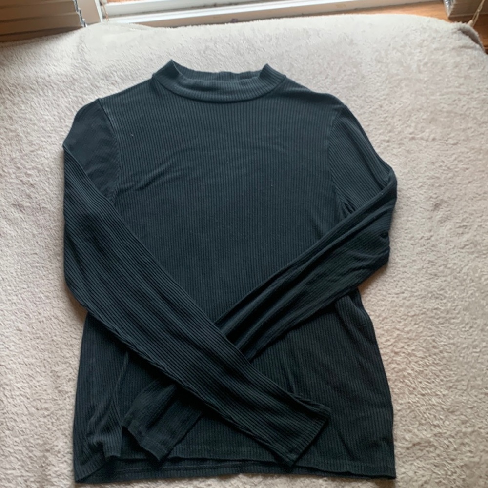 Black American Eagle Ribbed Long Sleeve